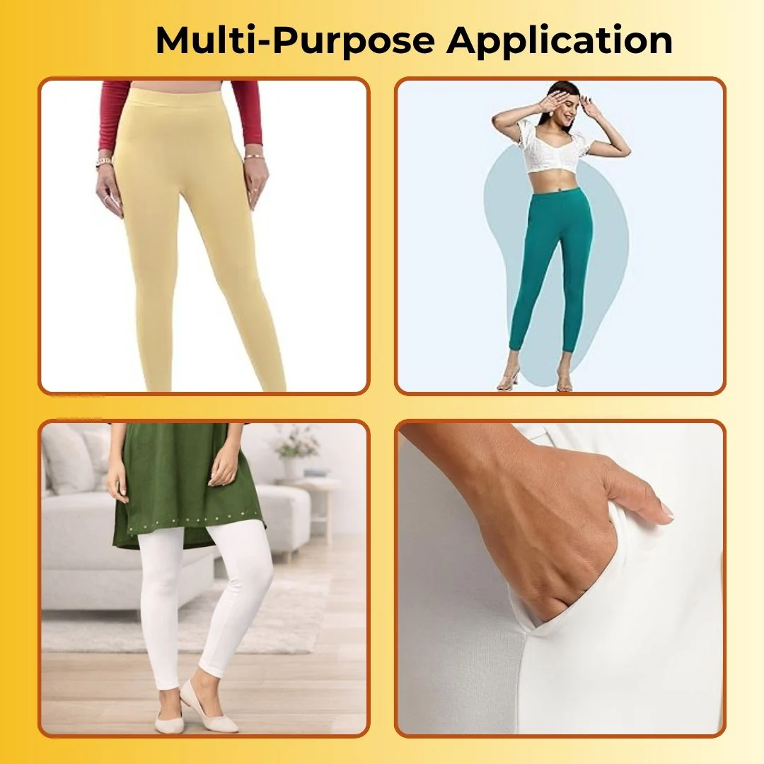 Stretchable Cotton Women Leggings - Pack Of 2 Sweat Absorbing Material For Summers - Image 6