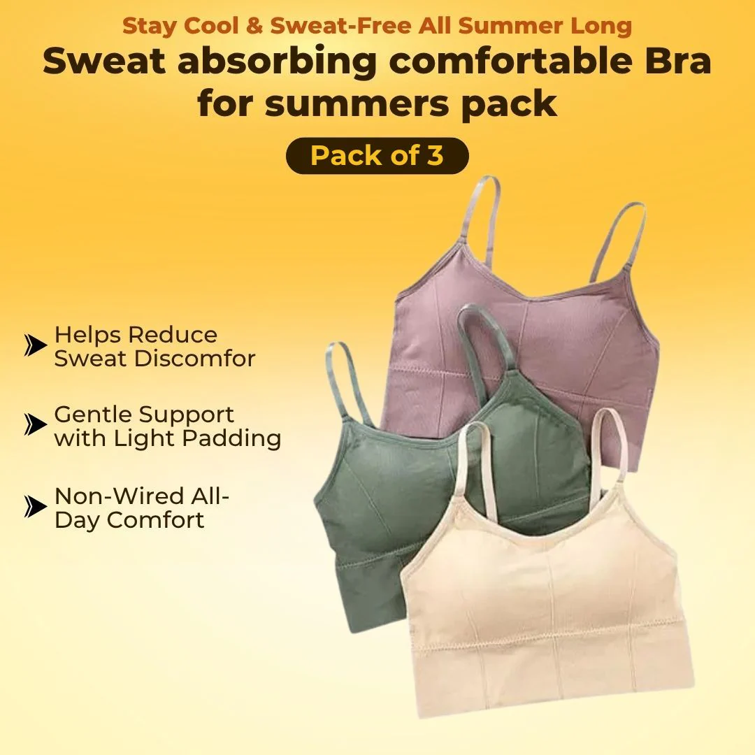 Sweat absorbing Seamless comfortable Bra for summers - Pack Of 3