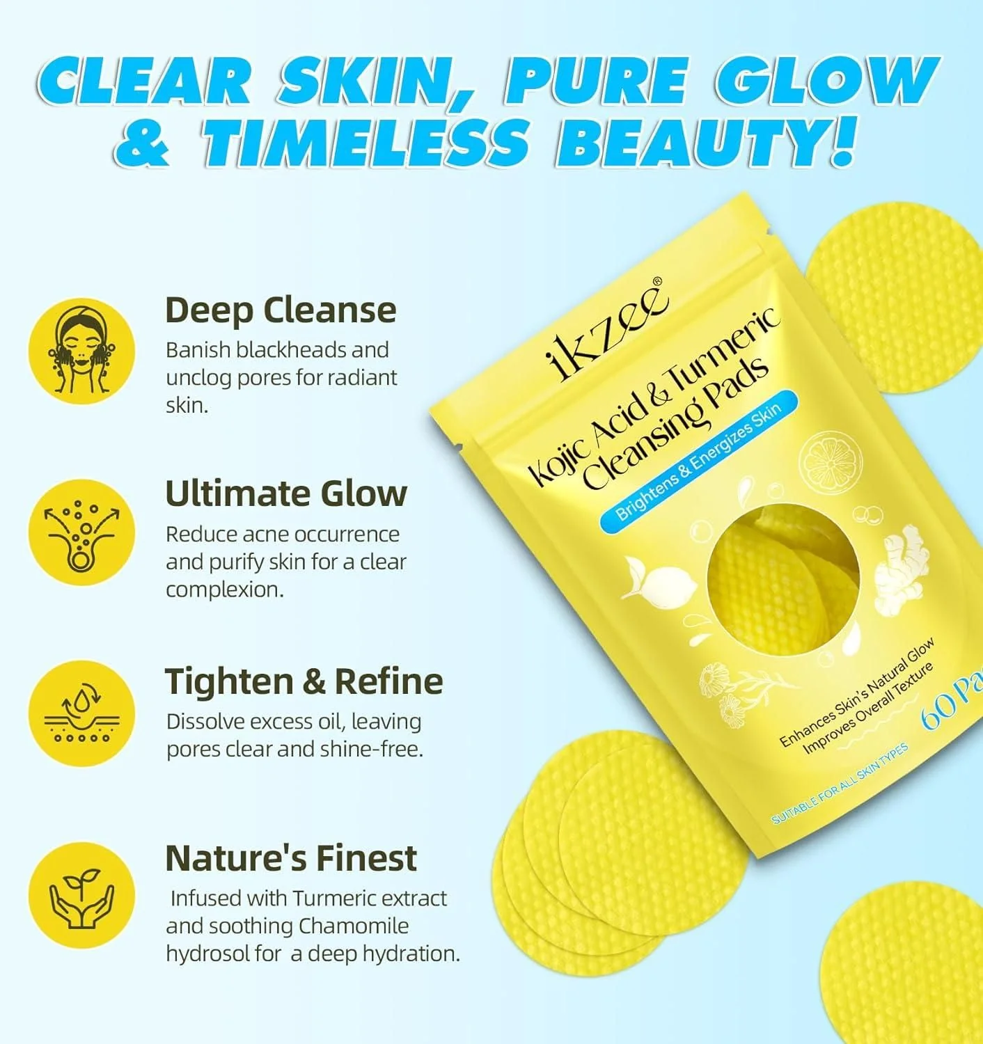 Turmeric Kojic Acid Cleansing Pads - Image 3